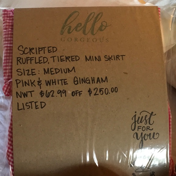 Scripted Gingham Tiered Ruffled Mini Skirt Sz Med - Picture 8 of 8
